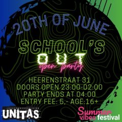 Poster Unitas open party 'School's Out'!